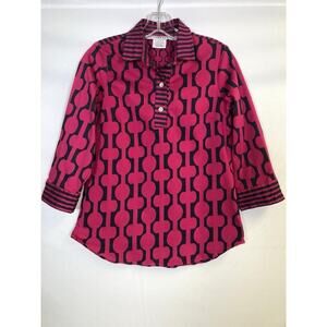Gretchen Scott Pink Black Women’s Top Geometric Print‎ Size M